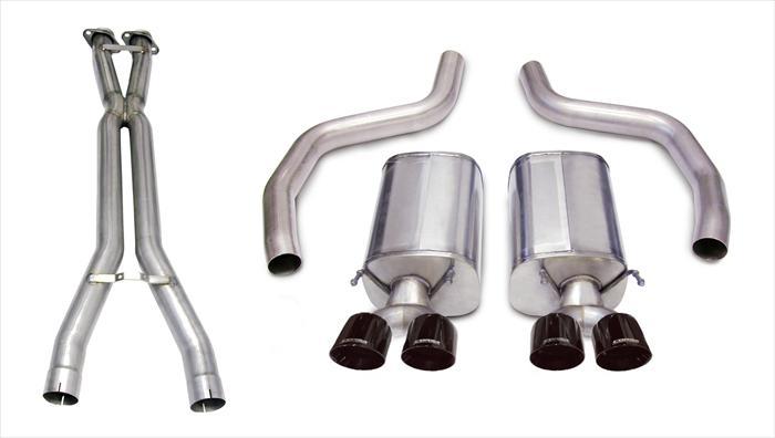3.0 Inch Cat-Back Sport Dual Exhaust Twin 4.0 Inch Black Tips 06-11 Corvette Z06 7.0L / ZR1 6.2L Stainless Steel