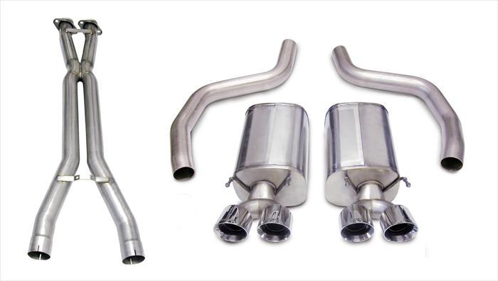 3.0 Inch Cat-Back Sport Dual Exhaust Twin 4.0 Inch Polished Tips 06-11 Corvette Z06 7.0L / ZR1 6.2L Stainless Steel
