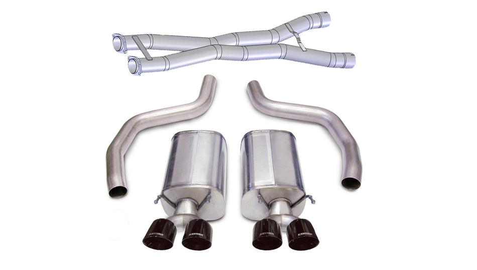 3.0 Inch Cat-Back Sport Dual Exhaust Twin 4.0 Inch Black Tips 12-13 Corvette Z06 7.0L / ZR1 6.2L Stainless Steel