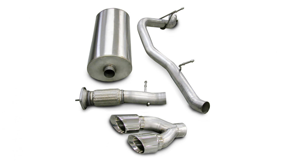 3.0 Inch Cat-Back Sport Single Side Exhaust 4.0 Inch Polished Tips 07-10 Cadillac Escalade/GMC Yukon Denali 6.2L V8 Stainless Steel