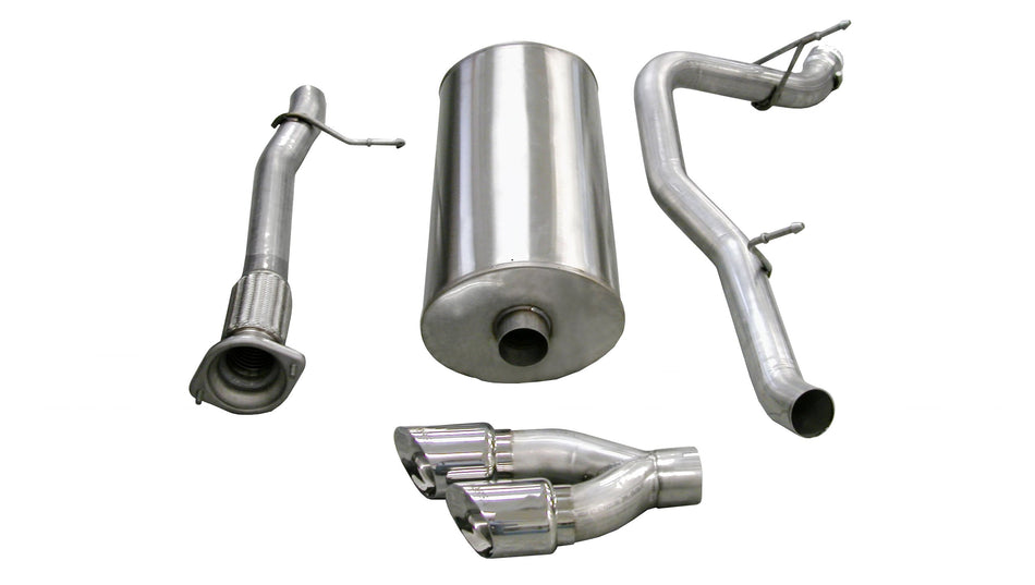 3.0 Inch Cat-Back Sport Single Side Exhaust 4.0 Inch Polished Tips 07-10 Cadillac Escalade ESV/EXT/GMC Yukon XL Denali 6.2L V8 Stainless Steel