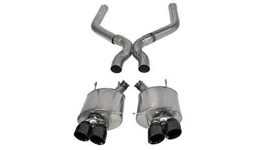 3.0 Inch Axle-Back Plus X-Pipe Sport Dual Exhaust Black 4.0 Inch Tips 13-14 Mustang Shelby GT500 5.8L V8 Stainless Steel