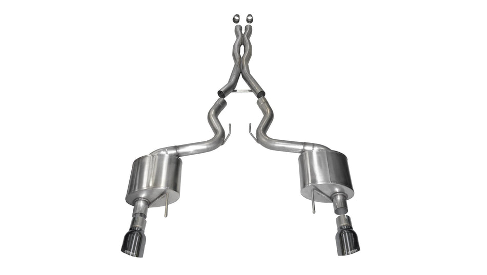 3.0 Inch Cat-Back Sport Dual Exhaust 4.5 Inch Gunmetal Tips 15-17 Ford Mustang GT Fastback 5.0L V8 Stainless Steel