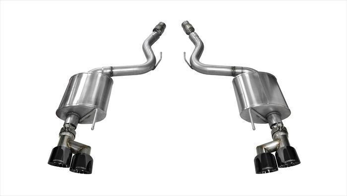 3.0 Inch Axle-Back Touring Dual Exhaust Black 4.0 Inch Tips 15-Present Mustang GT Fastback 5.0L (18-