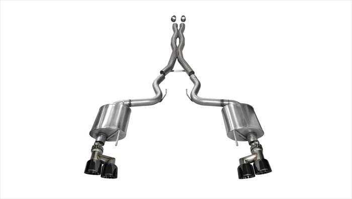 3.0 Inch Cat-Back Sport Dual Exhaust 4.0 Inch Black Tips 15-Present Ford Mustang GT Fastback (No Valves) 5.0L V8 Stainless Steel