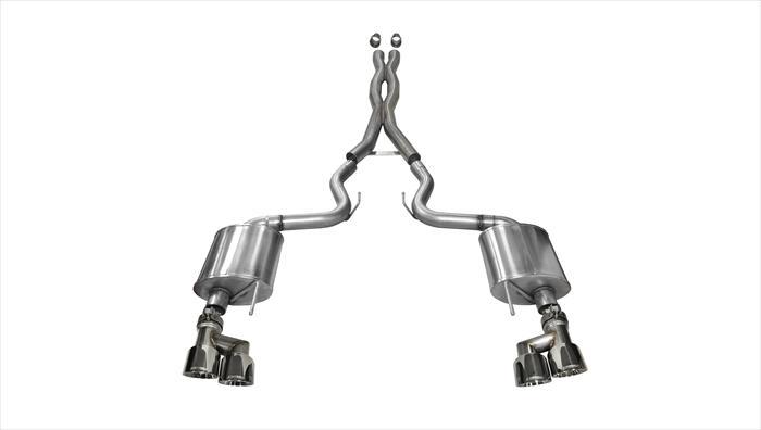 3.0 Inch Cat-Back Sport Dual Exhaust 4.0 Inch Polished Tips 15-Present Ford Mustang GT Fastback (No Valves) 5.0L V8 Stainless Steel