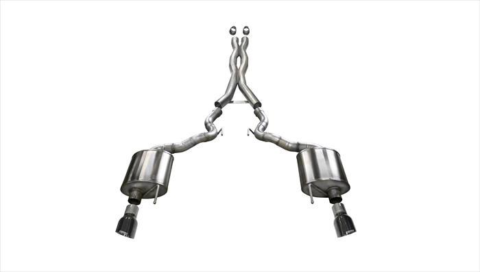 3.0 Inch Cat-Back Sport Dual Exhaust 4.5 Inch Black Tips 15-17 Ford Mustang GT Convertible 5.0L V8 S