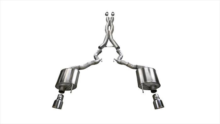 3.0 Inch Cat-Back Xtreme Dual Exhaust 4.5 Inch Polished Tips 15-17 Ford Mustang GT Convertible 5.0L