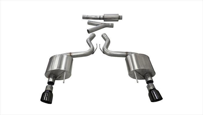3.0 Inch Cat-Back Sport Dual Exhaust 4.5 Inch Black Tips 15-17 Ford Mustang EcoBoost Fastback 2.3L Turbo Stainless Steel