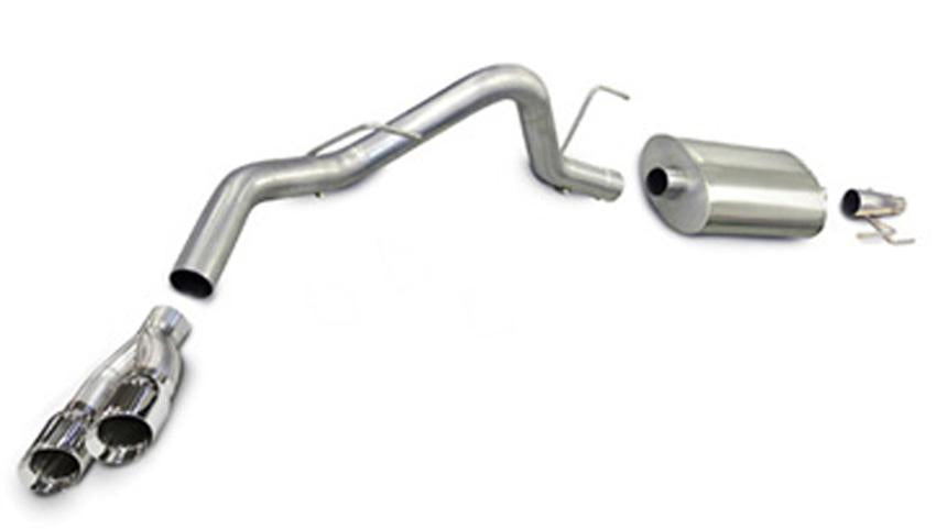 3.0 Inch Cat-Back Sport Single Side Exit Exhaust 4.0 Inch Polished Tips 11-14 Ford F150 EcoBoost 3.5L V6 Turbo 144.5/156.5/163.1 Inch Wheelbase Stainless Steel