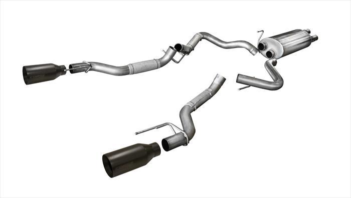 3.0 Inch Cat-Back Sport Dual Rear Exhaust 5 Inch Black Tips 17-Present Ford F150 Raptor EcoBoost 3.5L V6 Turbo SuperCab 133.0 Inch/SuperCrew 145 Inch Wheelbase Stainless Steel