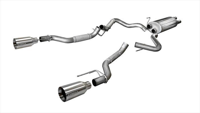 3.0 Inch Cat-Back Sport Dual Rear Exhaust 5 Inch Satin Polished Tips 17-Present Ford F150 Raptor EcoBoost 3.5L V6 Turbo SuperCab 133.0 Inch/SuperCrew 145 Inch Wheelbase Stainless Steel