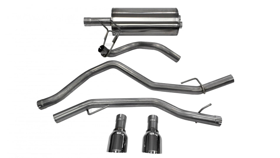 3.0 Inch Cat-Back Sport Dual Rear Exhaust 4.5 Inch Polished Tips 09-18 Dodge Ram/Rebel 4.7L/5.7L V8 140.5 Inch Wheelbase Stainless Steel