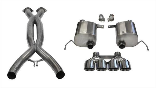 3.0 Double X-Pipe and 2.75 in Valve-Back  Dual Rear Exit with Quad 4.5 in Polished Pro-Series Tips