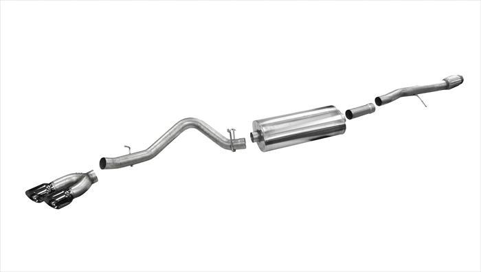 3.5 Inch Cat-Back Sport Single Side Exit Exhaust 4.5 Inch Black Tips 14-Present Silverado/Sierra 1500 Crew Cab/Double Cab/Standard/Short Bed 6.2L V8 153/143.5 Inch WB Stainless Steel