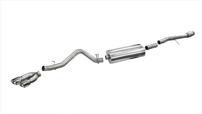 3.5 Inch Cat-Back Sport Single Side Exit Exhaust 4.5 Inch Polished Tips 14-Present Silverado/Sierra 1500 Crew Cab/Double Cab/Standard/Short Bed 6.2L V8 153/143.5 Inch WB Stainless Steel