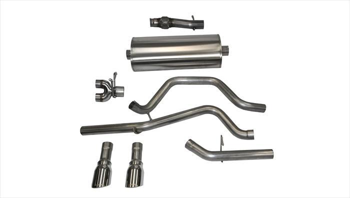 3.0 Inch Cat-Back Sport Dual Rear Exit Exhaust 4.0 Inch Polished Tips 14-Present Silverado Sierra 15