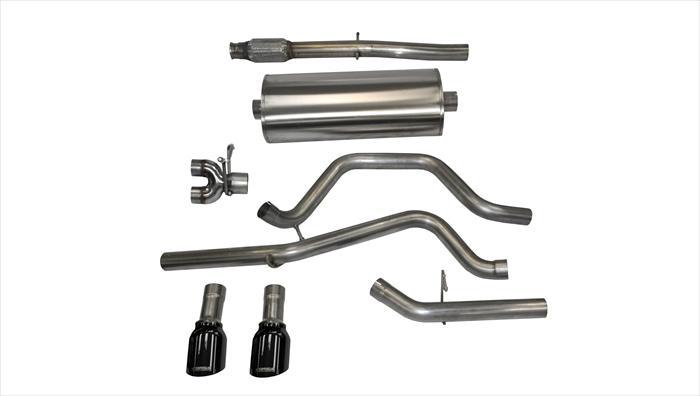 3.0 Inch Cat-Back Sport Dual Rear Exit Exhaust 4.0 Inch Black Tips 14-Present Silverado Sierra Denal