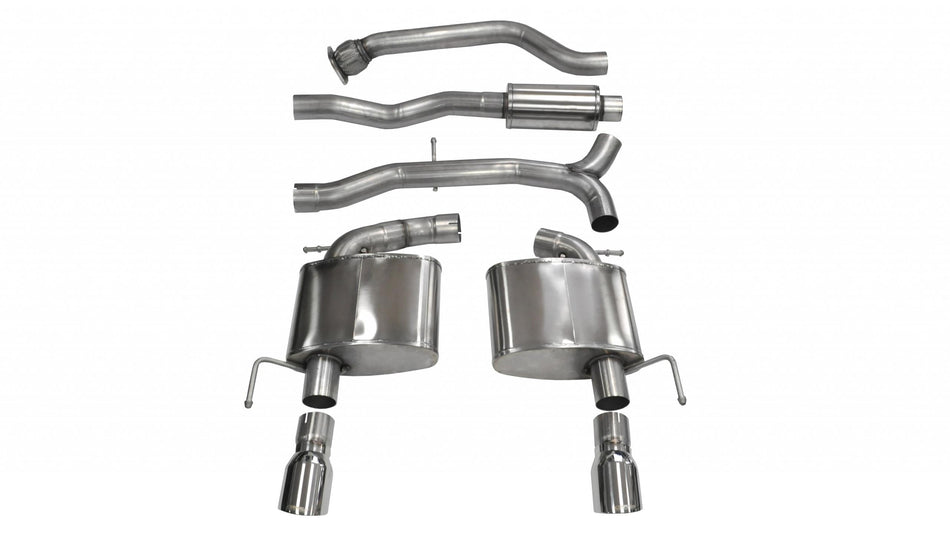 3.0 Inch Cat-Back Sport Dual Rear Exit Exhaust 4.0 Inch Polished Tips 13-19 Cadillac ATS Sedan/Coupe Auto Trans 2.0L Turbo Stainless Steel Corsa Performance