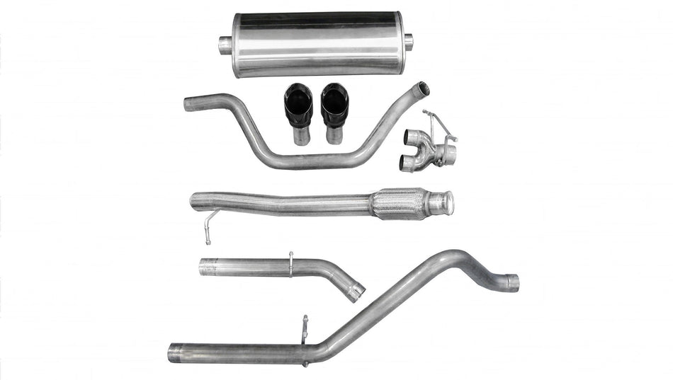 3.0 Inch Cat-Back Sport Dual Rear Exit Exhaust 4.0 Inch Black Tips 09 Silverado Sierra 1500 Ext Cab