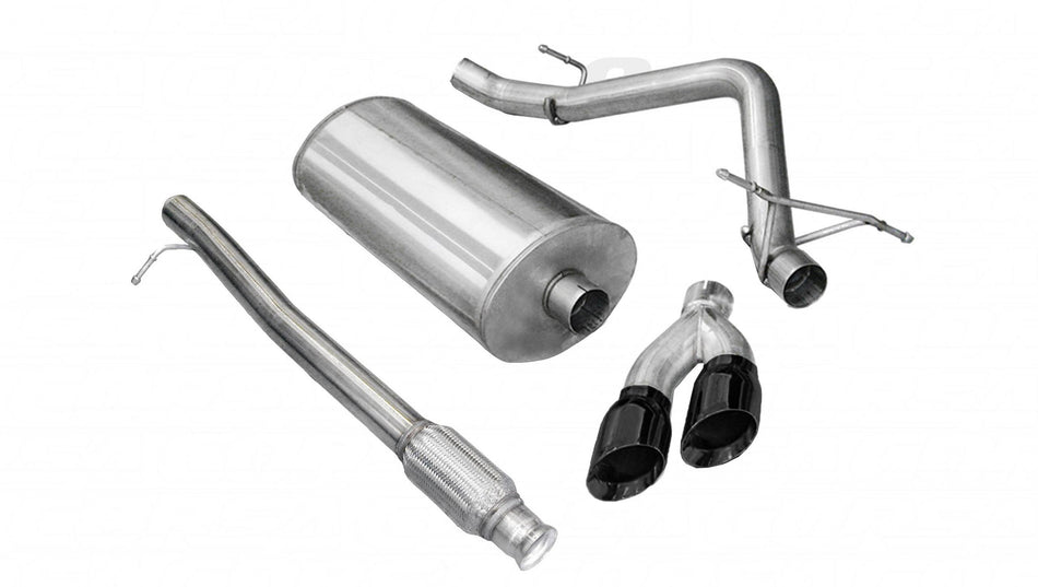 3.0 Inch Cat-Back Sport Single Side Exit Exhaust 4.0 Inch Black Tips 10-13 Silverado/Sierra 1500 Crew Cab/Short Bed/Extended Cab/Standard Bed 4.8L/5.3L/6.0L V8 143.5 Inch WB Stainless Steel