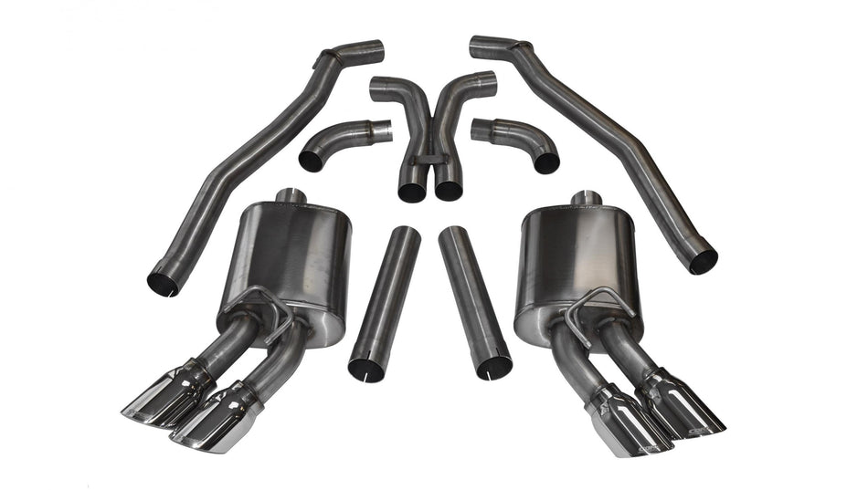 3.0 Inch Cat-Back Plus X-Pipe Sport Exhaust Dual Rear Exit 4.0 Inch Polished Tips 12-15 Chevrolet Camaro ZL1 Coupe 6.2L V8 Stainless Steel