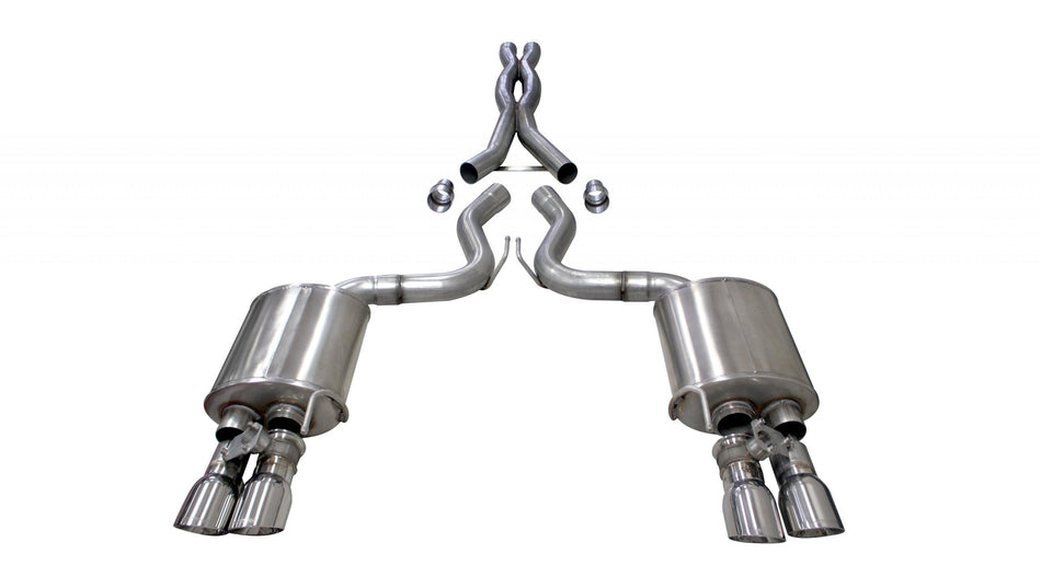 3.0 Inch Valved Cat-Back Sport To Extreme Dual Exhaust Polished 4.0 Inch Quad Tips 18-Present Mustang GT Fastback Active Valves 5.0L V8 Stainless Steel
