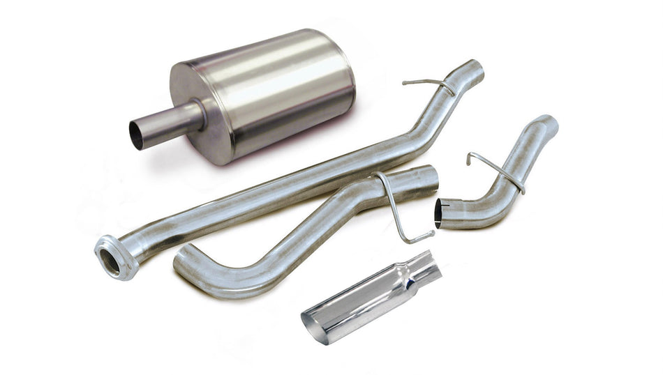 3.0 Inch Cat-Back Sport Single Side Exit Exhaust 4.0 Inch Slash Cut Polished Tip 99-06 Silverado/Sierra 1500 Crew Cab/Short Bed/Extended Cab/Standard Bed 4.8L/5.3L V8 143.5 Inch WB Stainless Steel dB by