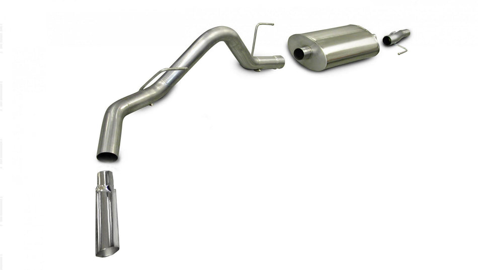 3.0 Inch Cat-Back Sport Single Side Exit Exhaust 4.0 Inch Slash Cut Polished Tip 06-08 Ford F150 SuperCrew w/6.5 Foot Bed 4.6L/5.4L V8 Stainless Steel dB by