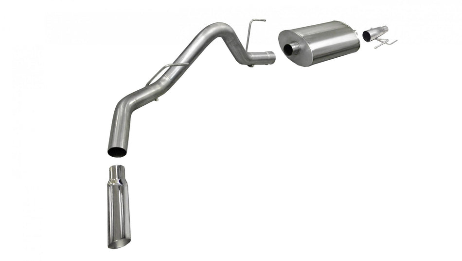 3.0 Inch Cat-Back Sport Single Side Exit Exhaust 4.0 Inch Slash Cut Polished Tip 11-14 Ford F150 EcoBoost 3.5L V6 w/144.5/156.5/163.1 Inch WB Stainless Steel dB by