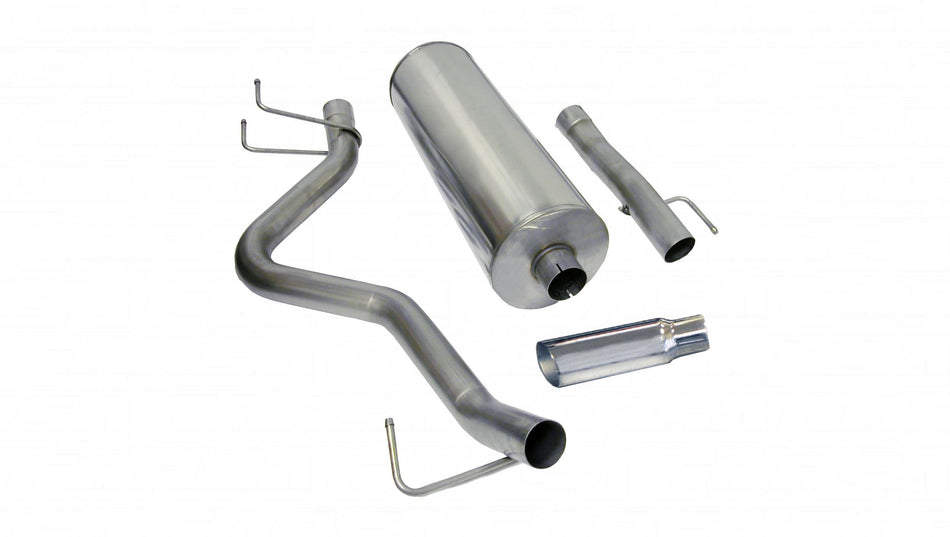 3.0 Inch Cat-Back Sport Single Side Exit Exhaust 4.0 Inch Slash Cut Polished Tip 06-07 Dodge Ram 1500 Quad Cab/Short Bed 4.7L/5.7L V8 Stainless Steel dB by