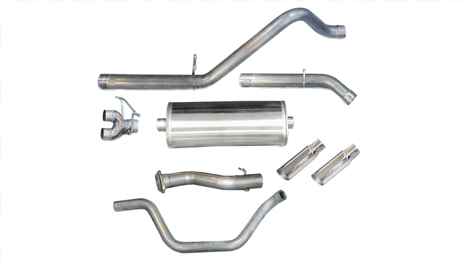 3.0 Inch Cat-Back Sport Dual Rear Exit Exhaust 4.0 Inch Slash Cut Polished Tips 10 Silverado Sierra