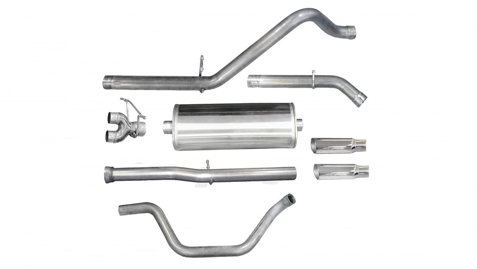 3.0 Inch Cat-Back Sport Dual Rear Exit Exhaust 4.0 Inch Slash Cut Polished Tips 11-13 Silverado/Sierra Denali 1500 Crew Cab/Short Bed/Extended Cab/Standard Bed 6.2L V8 143.5 Inch WB Stainless Steel dB by