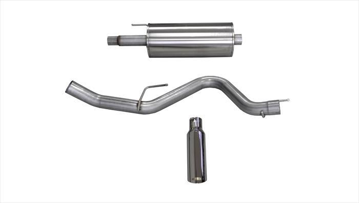 3.0 Inch Cat-Back Sport Single Side Exit Exhaust 4.0 Inch Slash Cut Polished Tip Ford F150 SuperCrew/SuperCab 5.0L V8 w/145/156.8/163.7 Inch WB Stainless Steel dB by
