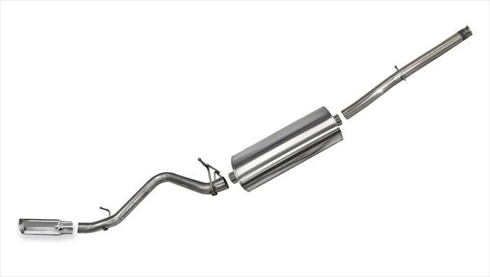 3.0 Inch Cat-Back Sport Single Side Exit Exhaust 4.0 Inch Slash Cut Polished Tip 14-Pres Silverado/Sierra 1500 Crew Cab/Standard Bed 5.3L V8 153.0 Inch WB Stainless Steel dB by