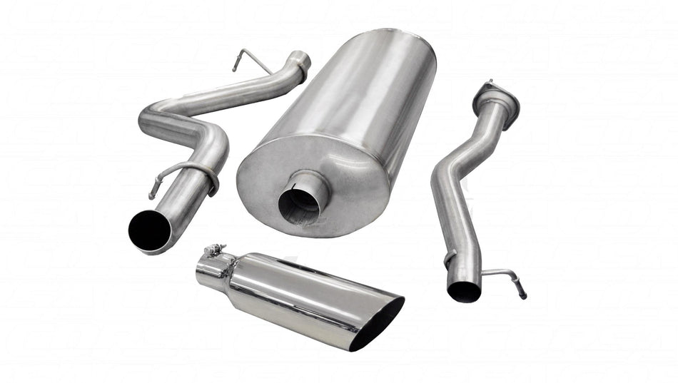 3.0 Inch Cat-Back Sport Single Side Exit Exhaust 4.0 Inch Slash Cut Polished Tip 07-10 Silverado/Sierra 2500 Crew Cab/Standard Bed 6.0L V8 153.0 Inch WB Stainless Steel dB by
