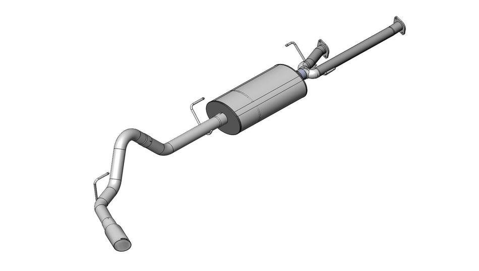 3.0 Inch Cat-Back Sport Single Side Exit Exhaust 4.0 Inch Slash Cut Polished Tip 11-Present Toyota Tundra Double Cab/Crew Max 5.7L V8 145.7 Inch Wheelbase Stainless Steel dB by