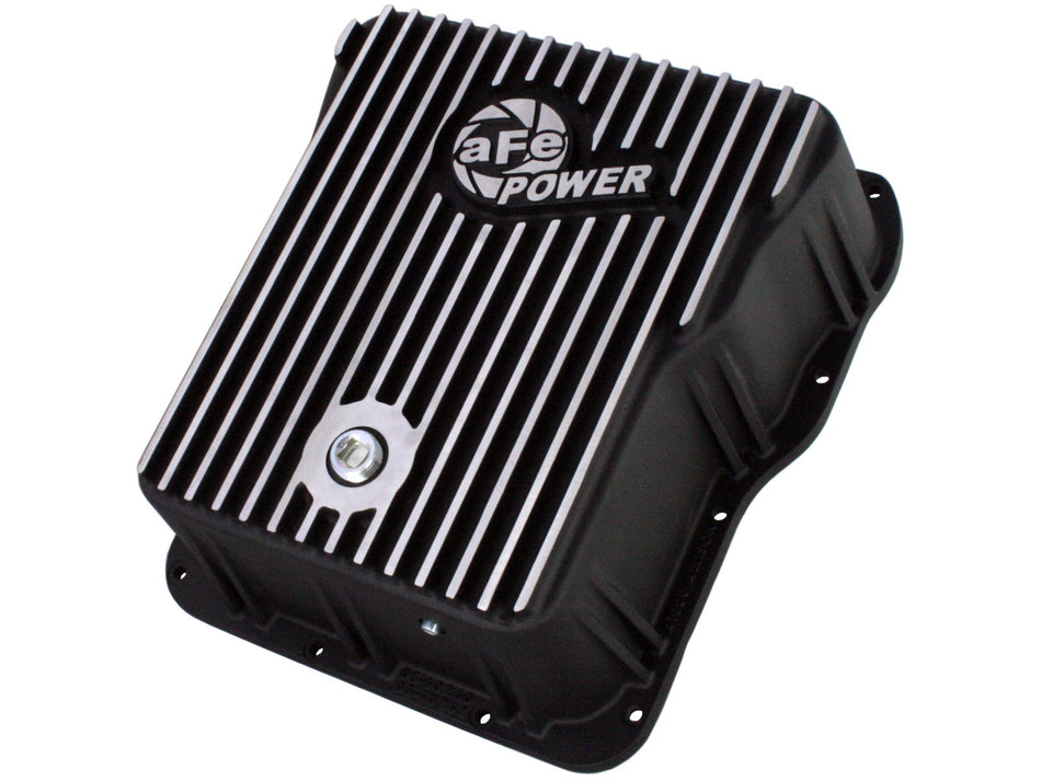 17.3 lbs. 16X14X8 aFe Power Transmission Pan Black w/ Machined Fins GM Diesel Trucks 01-19 V8-6.6L (td) LB7/LLY/LBZ/LMM/LML/L5P