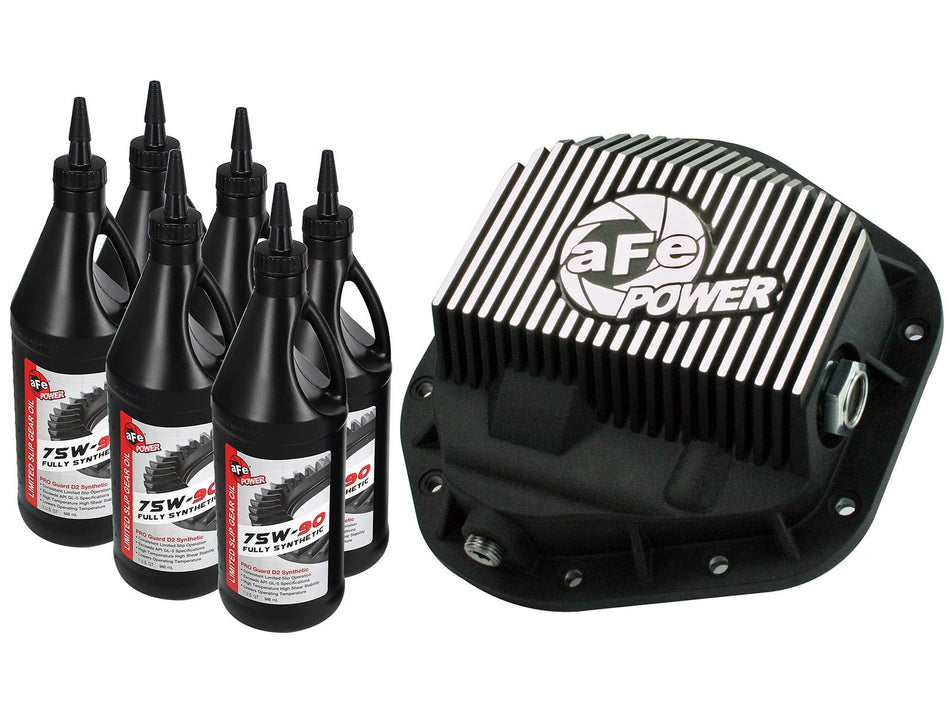 30 lbs. 24X17X14 Pro Series Rear Differential Cover Kit Black w/ Machined Fins and Gear Oil Ford F-250/F-350/Excursion 99-16 V8-7.3L/6.0L/6.4L/6.7L td