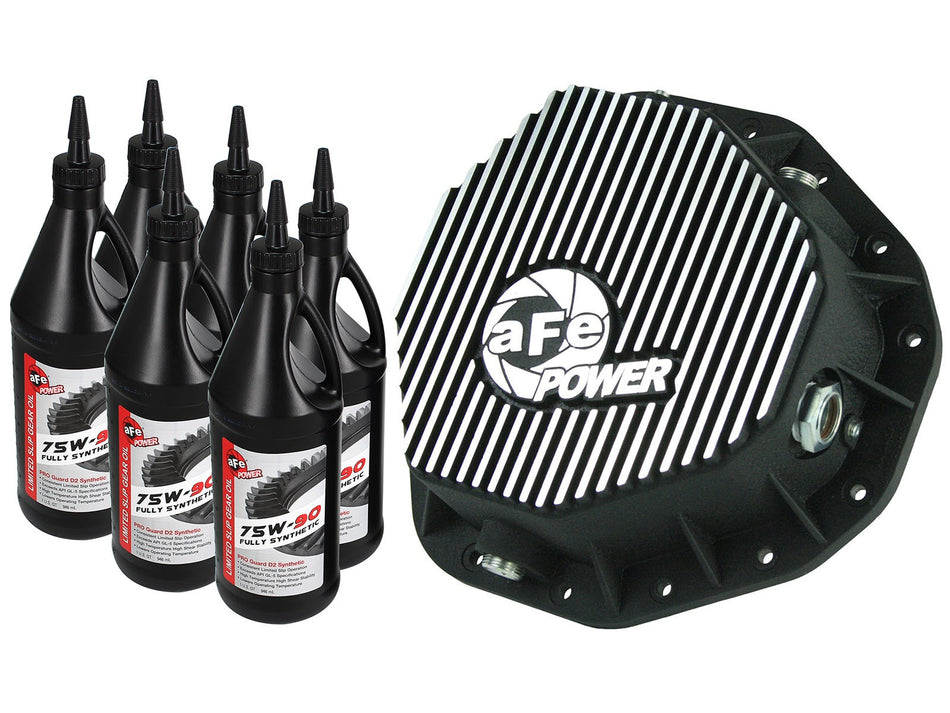 Pro Series Rear Differential Cover Kit Black w/ Machined Fins and Gear Oil Dodge Diesel Trucks 03-05 L6-5.9L