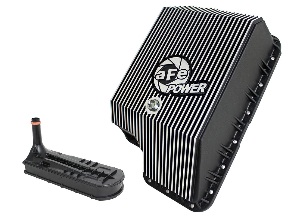 17 lbs. 17X13X7 aFe Power Transmission Pan Black w/ Machined Fins Ford Diesel Trucks 94-10 V8-7.3L/6.0L/6.4L td