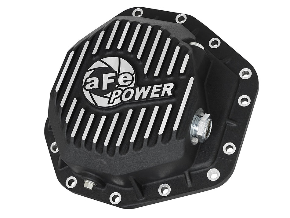 Pro Series Rear Differential Cover Black w/ Machined Fins Ford Diesel Trucks 17-19 V8-6.7L