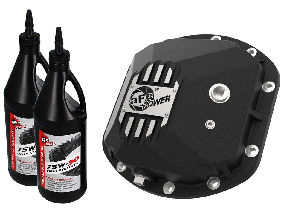 7 lbs. 17X13X5 Pro Series Dana 30 Front Differential Cover Black w/ Machined Fins and Gear Oil Jeep Wrangler TJ/JK 97-18