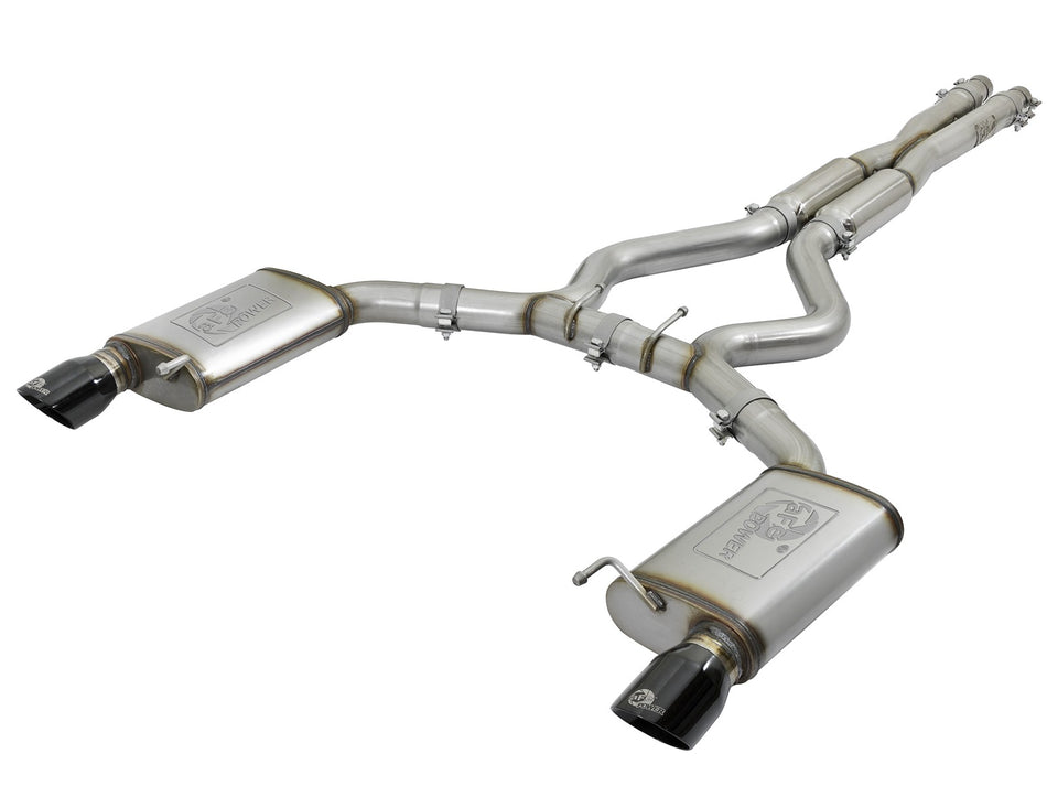 MACH Force-Xp 304 Stainless Steel Cat-Back Exhaust w/ Resonator Black Tip Ford Mustang 15-18 V8-5.0L/V6-3.7L