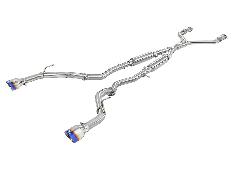 Takeda 2-1/2 IN 304 Stainless Steel Cat-Back Exhaust System w/ Blue Flame Tips Infiniti Q50 16-20 V6-3.0L