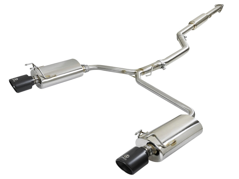 Takeda 2-1/2 IN to 1-3/4 IN 304 Stainless Steel Cat-Back Exhaust w/ Black Tips Honda Accord 13-17 L4-2.4L