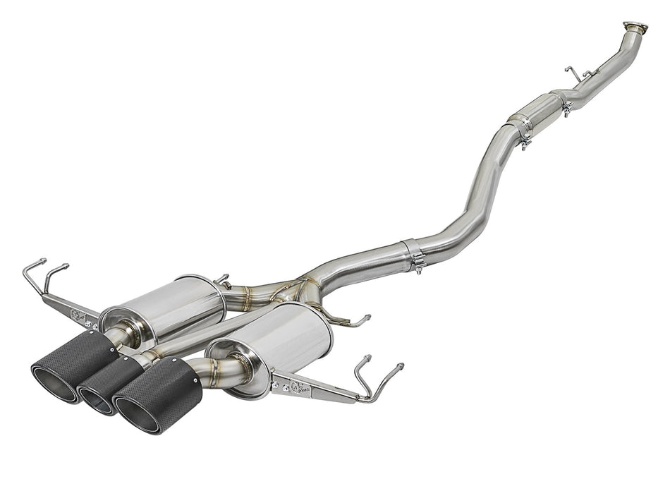 Takeda 3 IN 304 Stainless Steel Cat-Back Exhaust System w/ Carbon Fiber Tips Honda Civic Type R 17-20 L4-2.0L
