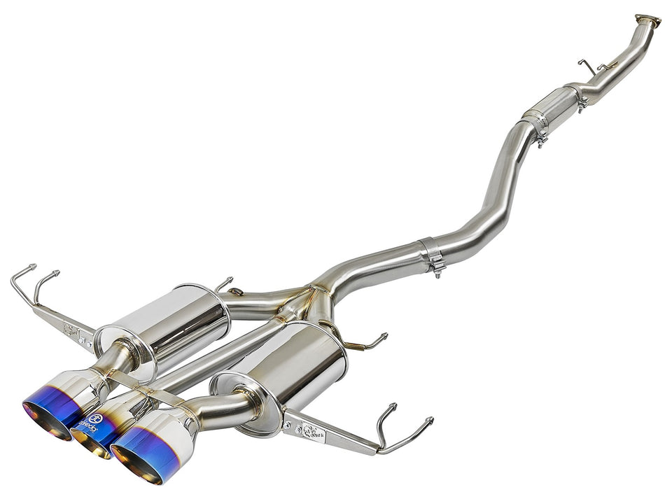 Takeda 3 IN 304 Stainless Steel Cat-Back Exhaust System w/ Blue Flame Tip Honda Civic Type R 17-20 L4-2.0L