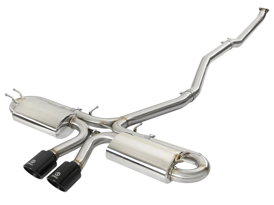 Takeda 3 IN 304 Stainless Steel Cat-Back Exhaust w/ Center Black Tips Honda Civic Si 17-20 L4-1.5L