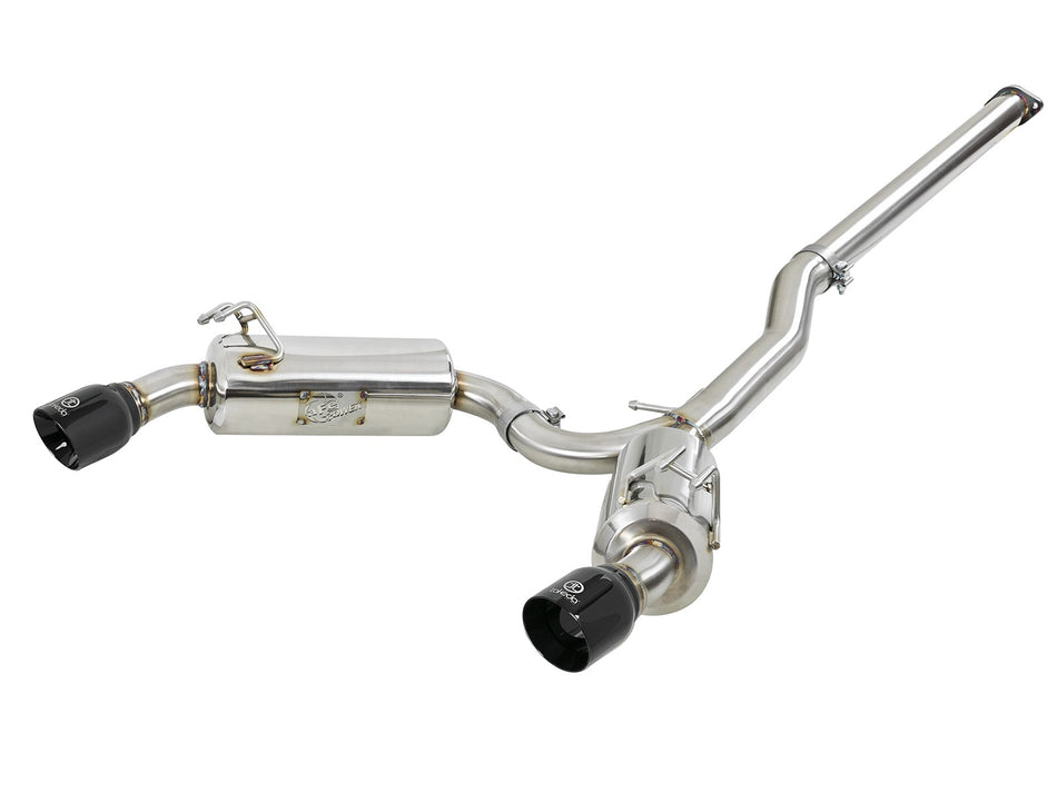 Takeda 3 IN to 2-1/2 IN 304 Stainless Steel Cat-Back Exhaust w/ Black Tips Mitsubishi Lancer EVO X 08-15 L4-2.0L